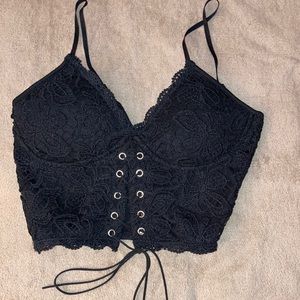 Black lace crop top